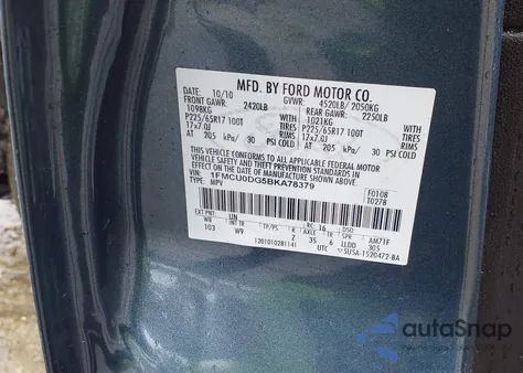 2011 Ford Escape Xlt z USA, uszkodzony, nr VIN 1FMCU0DG5BKA78379